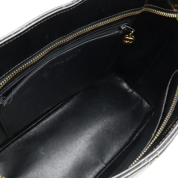 CHANEL Black Leather Logo Shoulder Bag - Picture 9 of 10